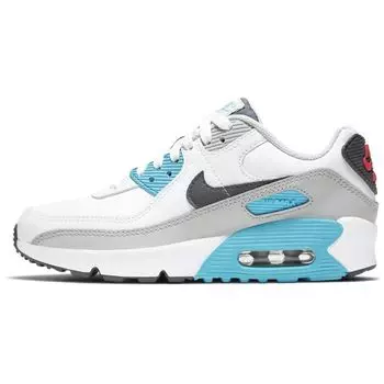 Детские кроссовки Nike Air Max 90 Leather GS White Chlorine Blue Light-Fusion-Red Iron-Grey CD6864-108 35.5