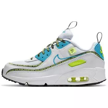 Nike Air Max 90 SE GS Worldwide Pack — детские кроссовки Blue Fury Volt White Black CV7665-100