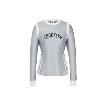 Nike Ambush X NBA Brooklyn Nets Лоскутный пуловер с буквенным принтом, женский топ, серебристый DB9569-077 S