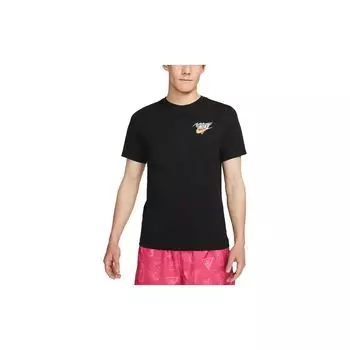 Nike Американский винтажный пуловер с круглым вырезом, футболка с короткими рукавами и узорным принтом с логотипом, мужские топы, черные FD6637-010 XL