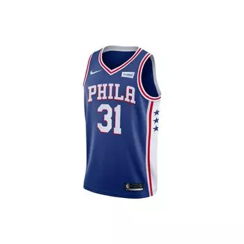 Nike Баскетбольная майка без рукавов Philadelphia 76ers 31 Seth Curry с логотипом и V-образным вырезом, мужская, синяя CW3678-496 XXL