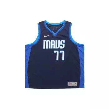 Nike Баскетбольная майка NBA Retro SW Fan Edition Tribute Luka Doncic No. 77 Мужские спортивные майки темно-синего цвета CW6806-419 S