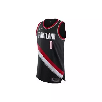 Nike Баскетбольная майка с принтом логотипа НБА и V-образным вырезом Icon Edition Portland Trail Blazers Damian Lillard Player Jersey 0 Мужская майка черная CW3459-011 L