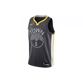 Nike Баскетбольная майка с принтом в виде полосок НБА, Golden State Warriors, Андре Игудала №. 9, Мужские топы Fan Edition, угольно-черные 877205-065 S