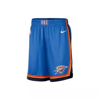 Nike Баскетбольные шорты Oklahoma City Thunder Dri-FIT 19-20 сезона SW Fan Edition в полоску с логотипом команды, мужские синие шорты AV4974-403 M