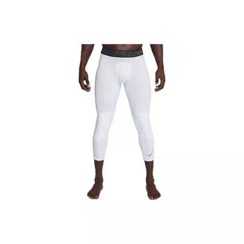 Nike Баскетбольные тренировочные брюки Pro Hypercool Letter Waistband с компрессионным эффектом три четверти, мужские штаны, белые 891835-100 XXL