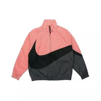 Nike Big Swoosh Свободная тканая куртка с воротником на молнии для весенних мужских курток Черный Серый Розовый AR3133-668 S