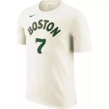 Nike Boston Celtics 2023-24 City Edition Jaylen Brown #7 Crew Neck Letter Print Повседневная футболка с коротким рукавом Мужская футболка Белая FN1202-138 XL
