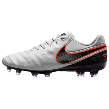 Nike Бутсы Tiempo Legend 6 FG Unisex, цвет: белый, чистый платиновый, металлик, серебро, черный 819177-001 42