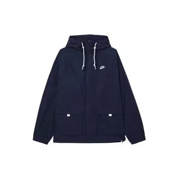Nike Club однотонная повседневная куртка с капюшоном и шнурком, мужские куртки, темно-синие, FN3109-410 L