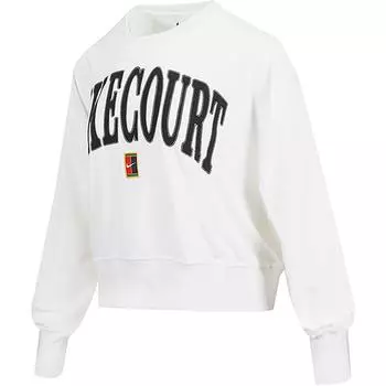 Nike Court Heritage Свободный Повседневный Удобный Свитшот с Длинным Рукавом Американский Свитшот Женский свитшот Белый Светло-Серый Черный FQ2243-100 XL