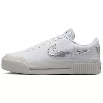Nike Court Legacy Lift белые металлические серебристые женские кроссовки Light-Bone Photon-Dust HQ2307-100 36