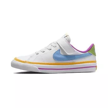 Nike Court Legacy Lift PS Белые разноцветные детские кроссовки Summit-White Chlorophyll Sundial DA5381-123 35