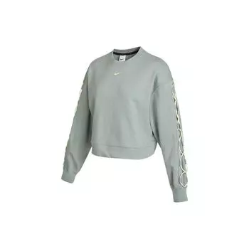 Nike Df Gt Ft Crew Новинка однотонная свитшот с завязками по бокам, круглый вырез, длинный рукав, женская толстовка, зеленый цвет DX0003-330 L