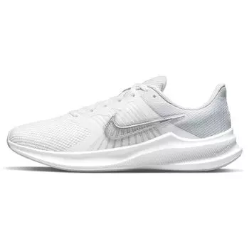 Nike Downshifter 11 белые металлические серебристые женские кроссовки Pure-Platinum Wolf-Grey CW3413-100 36