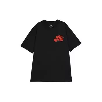 Nike Dragon Year CNY Series Гравюра на дереве с рисунком с круглым вырезом и коротким рукавом Скейтборд Американская футболка в стиле ретро Мужские топы Черные FQ3720-010 L