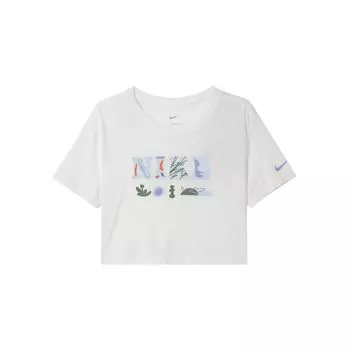 Nike Dri-FIT абстрактный узор принтованный короткий рукав футболка женские топы белый DX6159-133 XL