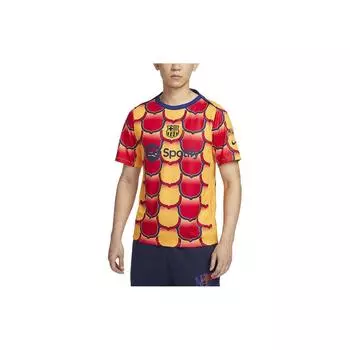 Nike Dri-Fit Academy All Over Print Круглый вырез Быстросохнущая повседневная футболка с коротким рукавом Мужские топы University-Gold FJ5430-740 S