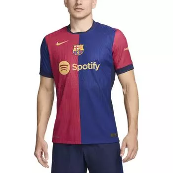 Nike Dri-FIT ADV Barcelona 2024/25 Home Лоскутная печать логотипа Круглый вырез Короткий рукав Футболка Мужская Топы Темно-Королевский Синий FN8775-456 S