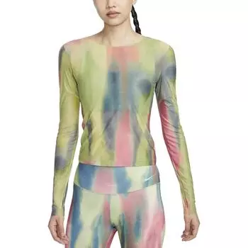 Nike Dri-Fit Artist Collection Удобная мягкая футболка с круглым вырезом и длинными рукавами для женщин, топы Daisy-Pink HF6737-629 S