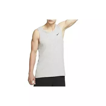 Nike Однотонная дышащая майка без рукавов с принтом логотипа Dri-FIT, мужские топы серого цвета AR6070-063 S