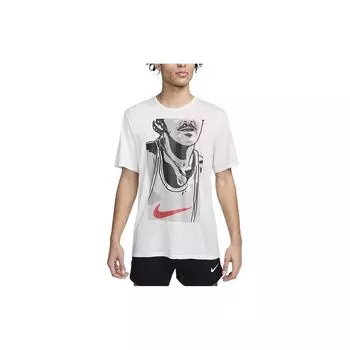 Nike Dri-Fit Rise 365 Run Energy Аниме с принтом логотипа Повседневная быстросохнущая футболка для бега с круглым вырезом и короткими рукавами Мужские топы Summit-White FN3997-121 S