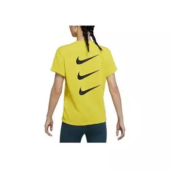 Nike Dri-FIT Run Division светоотражающий логотип принт спортивная беговая футболка с коротким рукавом женские топы желтый DD5316-733 XS