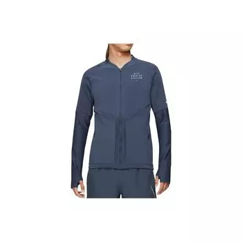 Nike Dri-FIT с логотипом и принтом для бега, тренировочная быстросохнущая куртка с v-образным вырезом, мужская верхняя одежда, синяя DD4930-437 M