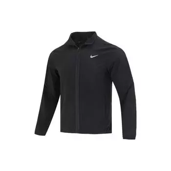 Nike Dri-Fit Solid Logo Быстросохнущая дышащая ветрозащитная спортивная повседневная куртка с воротником-стойкой для мужчин, черные куртки FB7500-010 L