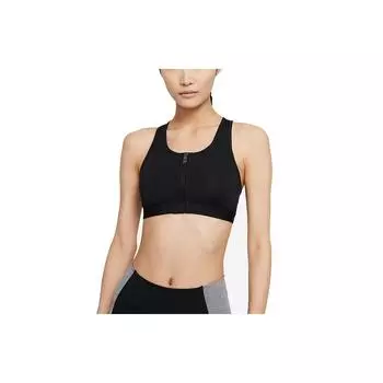 Nike Dri-Fit Swoosh Zip-Front Средняя поддержка Мягкий спортивный бюстгальтер Женское нижнее белье Черный DD1206-010 S