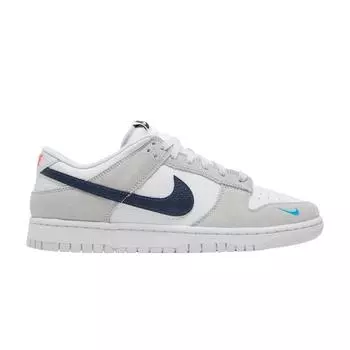 Nike Dunk Low Mini Swoosh — футбольные серые полуночные темно-синие кроссовки унисекс белые ярко-малиновые FJ4227-001 37.5