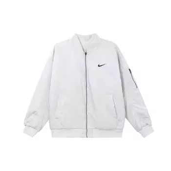 Nike Двусторонняя хлопковая куртка с большим логотипом и молнией Женская куртка белого цвета DV7877-025 XS