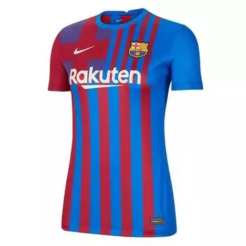 Nike Fan Edition 21-22 Сезон Barcelona Home Logo Быстросохнущая женская футболка с коротким рукавом Синий CV8182-428 M