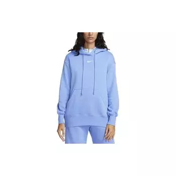 Nike Флисовая однотонная толстовка с капюшоном Phoenix, повседневная, с длинным рукавом, женская толстовка Polar-Blue DQ5861-450 S