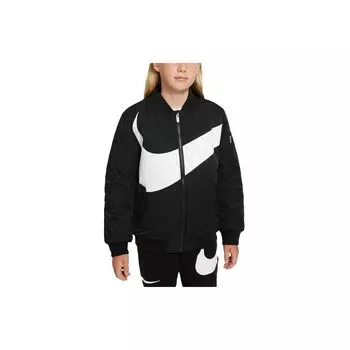 Nike Флисовая спортивная куртка с большим логотипом, детская верхняя одежда, черная DQ8303-010 M