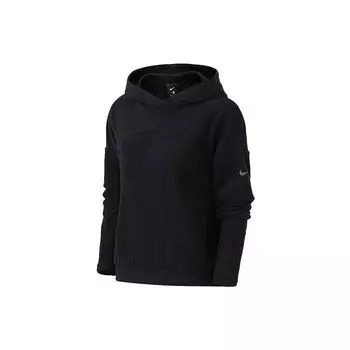 Nike Флисовая теплая толстовка с капюшоном для бега, женская толстовка с капюшоном, черная 929617-010 M
