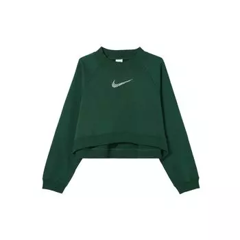 Nike Флисовая толстовка с круглым вырезом и логотипом, женские толстовки, зеленые FB1921-397 L