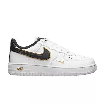Nike Force 1 LV8 PS Metallic Swoosh Pack — Детские кроссовки белые металлик-золотой черный DM3386-100 29.5