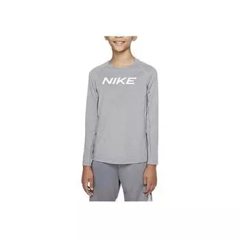 Nike Футболка с круглым вырезом и буквенным принтом, повседневная, с длинным рукавом, детские топы, серая DM8529-091 M