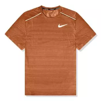 Nike Футболка с принтом логотипа Miler, быстросохнущая, дышащая, с круглым вырезом и коротким рукавом, мужская, темно-красно-коричневая, AJ7566-246 L