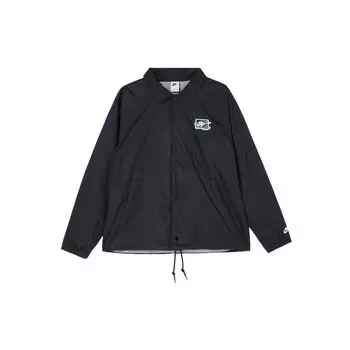 Nike FW24 однотонная тканая спортивная куртка-поло с длинным рукавом мужская куртка черная FZ0801-010 L