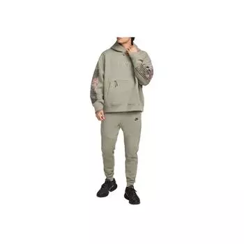 Nike Худи Tech Fleece Светло-армейский/Черный Мужской Верх Зеленый HJ0683-320 S