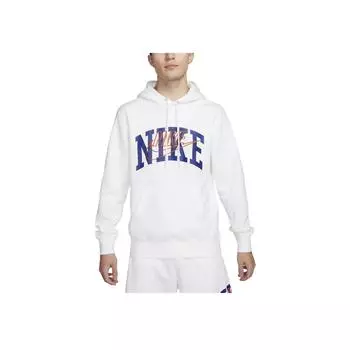 Nike Клубная флисовая толстовка с капюшоном с надписью Повседневная толстовка с длинным рукавом Мужские толстовки с капюшоном Белого цвета FV4448-100 XL