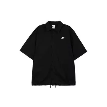 Nike Клубная однобортная однобортная рубашка с короткими рукавами и пуговицами с регулируемым подолом, мужские топы, черные FN3903-010 M