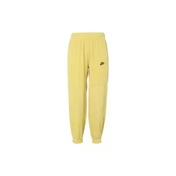 Nike Клубные флисовые однотонные повседневные трикотажные спортивные штаны с завязками на молнии и карманами цвета светло-золотистого золота FB8385-720 XL