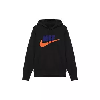 Nike Клубный флисовый логотип с длинным рукавом и принтом в виде буквы, флисовая толстовка с капюшоном для мужчин, черная FN3105-010 L