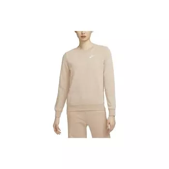 Nike Клубный флисовый однотонный свитер с круглым вырезом и длинными рукавами, повседневный женский свитшот песочно-белого цвета DQ5474-126 M