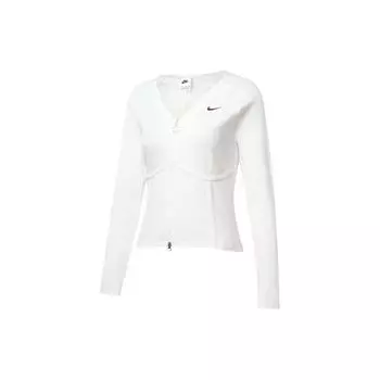 Nike Коллекция ко Дню святого Валентина Pure Logo V-образный вырез тренировочная повседневная футболка с длинным рукавом SS24 женские топы белые HF1133-100 S