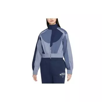 Nike Коллекция спортивной одежды, укороченная куртка с воротником-стойкой и цветными блоками, женская верхняя одежда, темно-бирюзовый DV8308-410 L
