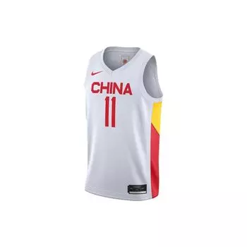 Nike Контрастная спортивная майка без рукавов, сборная Китая, Yi Jianlian No. 11 Home Баскетбольный жилет Мужские топы Белый CZ4255-101 XXXL